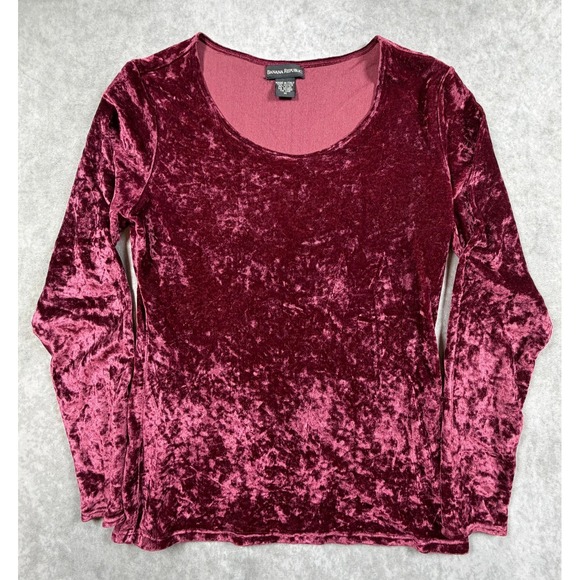Banana Republic Tops - Banana Republic Vintage Womens Medium Crushed Velvet Top Burgundy Made in Italy